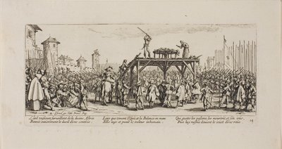 Het Wiel, plaat veertien uit De Ellende van de Oorlog door Jacques Callot