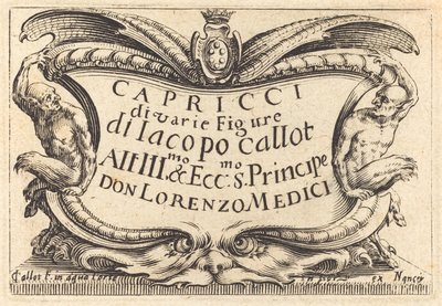 Titelpagina voor "De Capricci" door Jacques Callot