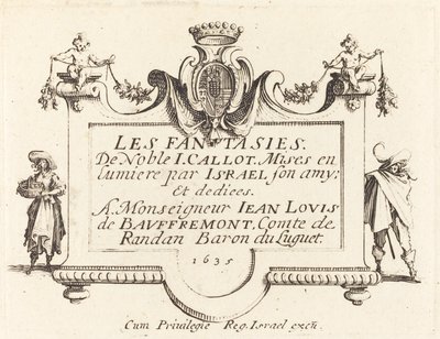 Titelpagina voor "De Fantasieën" door Jacques Callot