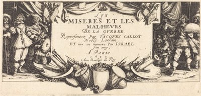 Titelpagina voor "De Grote Ellende van de Oorlog" door Jacques Callot