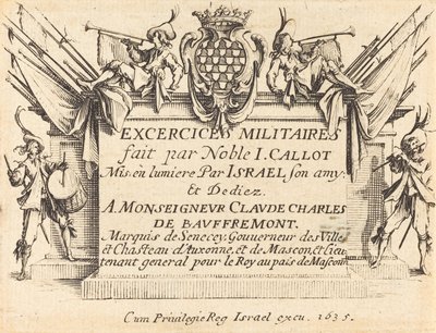 Titelpagina voor "De Militaire Oefeningen" door Jacques Callot