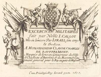 Titelpagina voor "De Militaire Oefeningen" door Jacques Callot