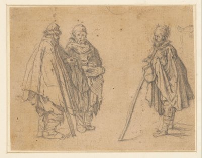 Twee studies van bedelaars door Jacques Callot