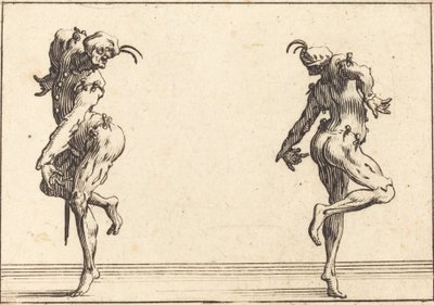 Twee pantaloons dansen door Jacques Callot