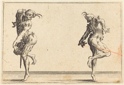 Twee pantaloons dansen door Jacques Callot