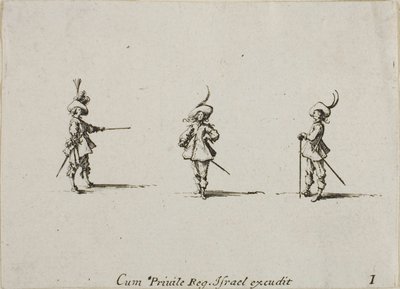 Ongewapende oefening, plaat één uit De militaire oefeningen door Jacques Callot