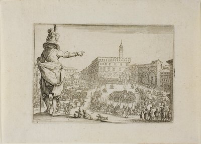 Uitzicht op Piazza Signoria, uit De Caprices door Jacques Callot