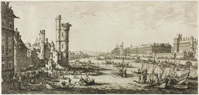 Zicht op het Louvre door Jacques Callot
