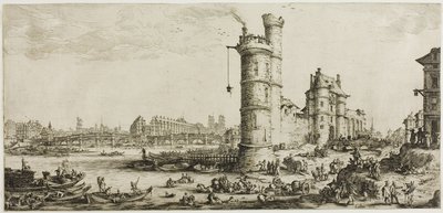 Zicht op de Pont Neuf door Jacques Callot