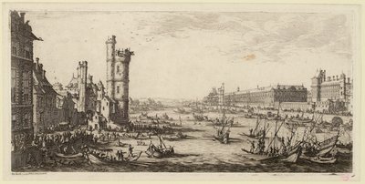 Gezicht op het Louvre en de voormalige Porte de Nesle (IFF 667). door Jacques Callot