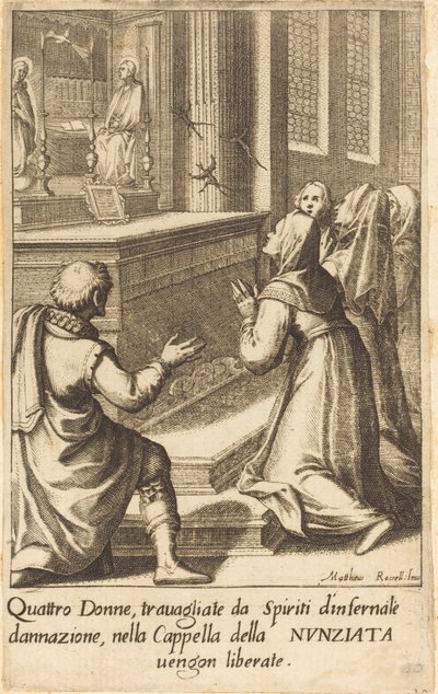 Vier Vrouwen door Jacques Callot after Matteo Rosselli