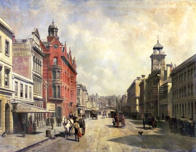 Uitzicht op Queen Street, Auckland door Jacques Carabain