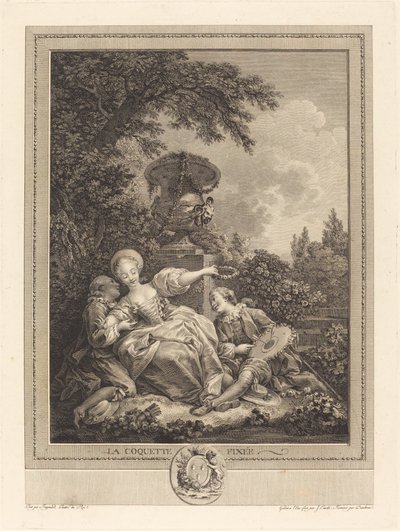 De vastgelegde coquette door Jacques Couché and Jean Dambrun after Jean Honoré Fragonard