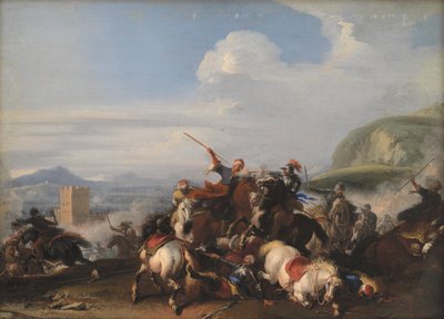 Slagveld met Turkse cavalerie door Jacques Courtois