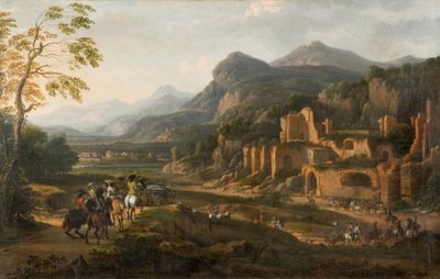 Landschap met ruiters door Jacques Courtois