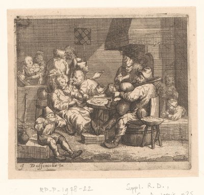 Scène in een herberg door Jacques Dassonville (attributed to)