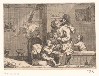 Huiselijk tafereel met kind aan de borst door Jacques Dassonville