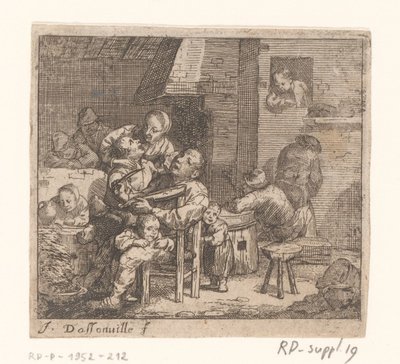 Interieur met vioolspeler door Jacques Dassonville
