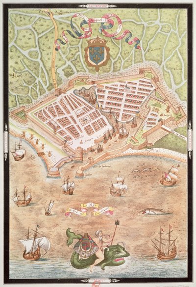 Facsimile van een plan van Le Havre in 1583, uit 