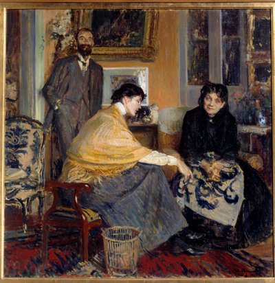 Mevrouw Ludovic Halevy, haar zoon de schrijver Elie Halevy en Florence Halevy door Jacques Emile Blanche