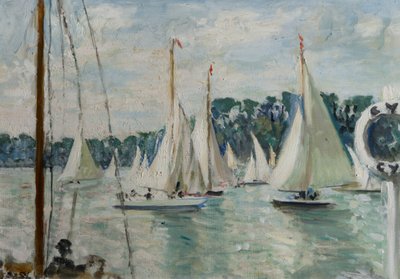 Racende jachten op de Seine door Jacques Emile Blanche
