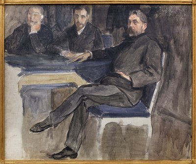 Studie voor het portret van Stéphane Mallarmé (1842-1898) en zijn vrienden van La Revue Indépendante. Schilderij door Jacques Émile Blanche (1861-1942), olieverf op doek. door Jacques Emile Blanche