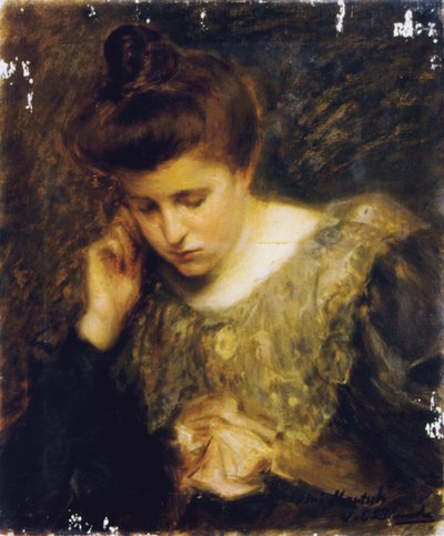 Studie van een vrouw die leest door Jacques Emile Blanche