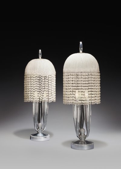 Paar tafellampen, ca. 1925 door Jacques Emile Ruhlmann