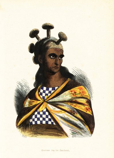 Krijger van de Hawaiiaanse eilanden door Jacques Etienne Victor (after) Arago