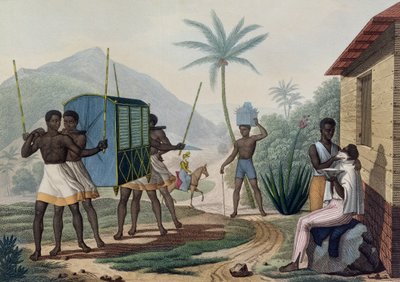 Een Palankijn gedragen op het Île de France, uit 