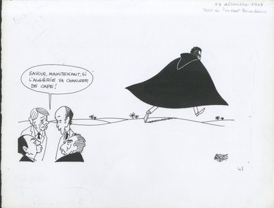 Le Figaro, satire in zwart-wit door Jacques Faizant