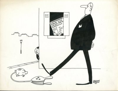 Paris-Presse, Satirisch in B  W door Jacques Faizant
