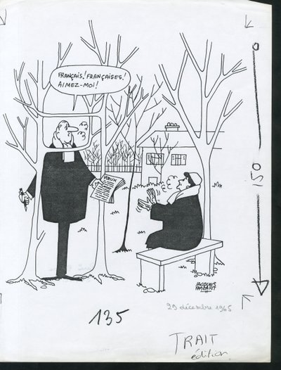 Paris-Presse, Satirisch in B  W door Jacques Faizant