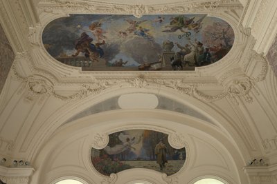 Decoratie van het noordelijke paviljoen van het Petit Palais - De triomf van Parijs (plafond) - Parijs, intellectuele hoofdstad door Jacques Fernand Humbert