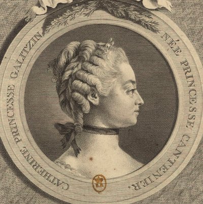 Portret van Gravin Ekaterina Dmitrievna Golitsyna, geboren Cantemir door Jacques Firmin Beauvarlet