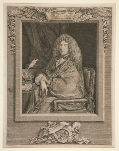 Portret van Molière door Jacques Firmin Beauvarlet
