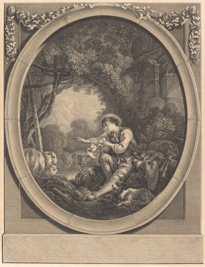 Het vertrek van de koerier door Jacques Firmin Beauvarlet after François Boucher