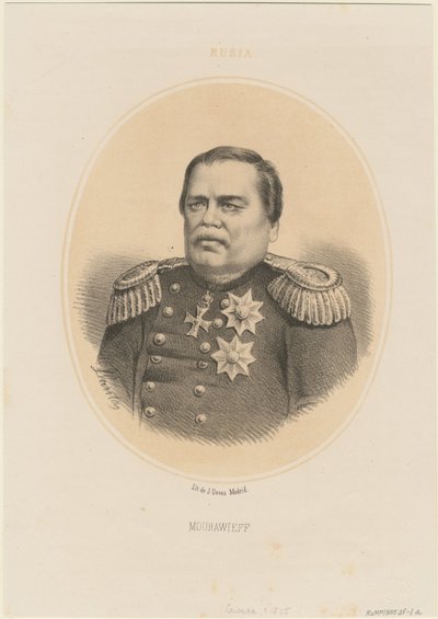 Portret van Graaf Nikolay Muravyov-Amursky 1809-1881 door Jacques Francois Gauderique Llanta