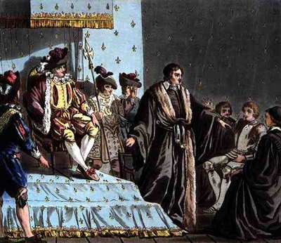 Kanselier Francois Olivier Verijdelt de Plannen van de Ambassadeur van Ferdinand I, gegraveerd door Jean Baptiste Morret door Jacques Francois Joseph (after) Swebach