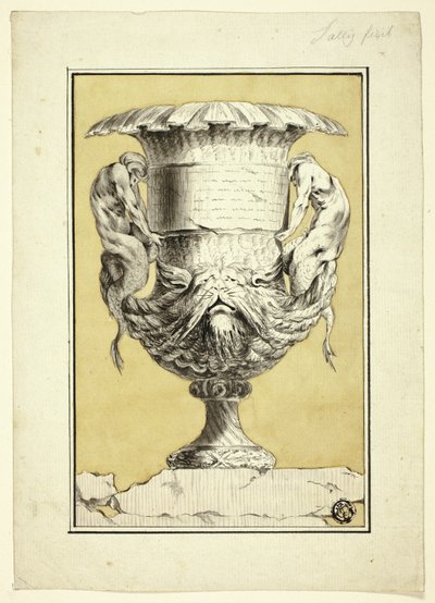 Monumentale vaas met antropomorfe figuren door Jacques Francois Joseph Saly