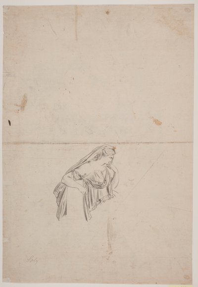 Studie voor rouwende vrouwenfiguur door Jacques Francois Joseph Saly