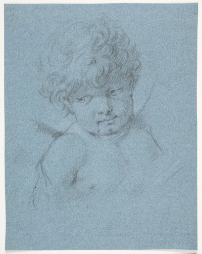 Gevleugelde engel? Amor? Borstbeeld door Jacques Francois Joseph Saly