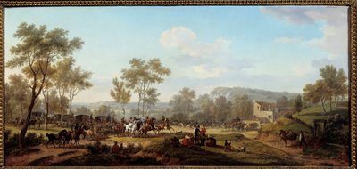 Een race in de buurt van Longchamps door Jacques Francois Joseph Swebach