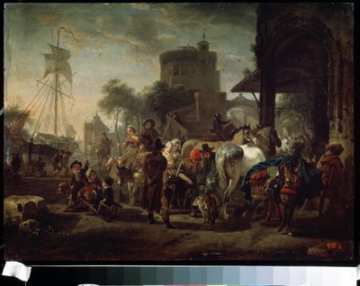 De paardenmarkt door Jacques Francois Joseph Swebach