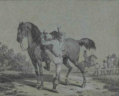 Man die een Paard Beklimt door Jacques Francois Joseph Swebach
