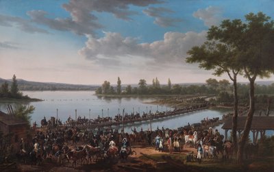 De Oversteek van de Donau door Napoleon voor de Slag bij Wagram door Jacques Francois Joseph Swebach