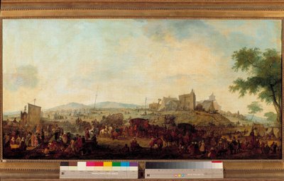 Zicht op het militaire manoeuvreerkamp onder bevel van de Prins van Condé nabij Saint Omer van 5 augustus tot 25 september 1788 door Jacques Francois Joseph Swebach