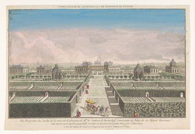 Gezicht op de tuin van het buitenhuis van de gravin van Bestoucheff in de omgeving van de stad Sint-Petersburg door Jacques Gabriel Huquier