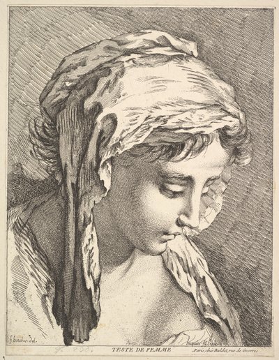 Hoofd van een vrouw door Jacques Gabriel Huquier