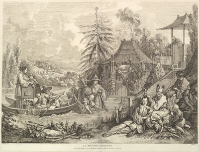 De Chinese visserij, uit Chinoiseries, na 1743 door Jacques Gabriel Huquier